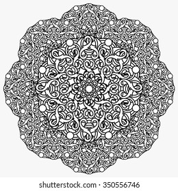 decorative design element with a circular pattern. Mandala. Vector illustration