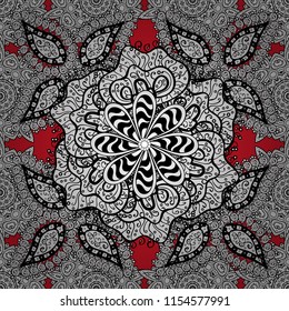 Decorative design element filigree calligraphy. Vector illustration. Vintage baroque mandala ornament on white, black and gray colors. Retro pattern antique style acanthus.