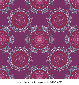 Decorative design element filigree calligraphy. Vector illustration. Purple, red and blue vintage baroque ornament. Retro seamless pattern antique style acanthus.