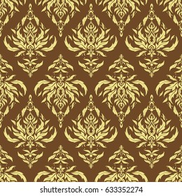 Decorative design element filigree calligraphy. Neutral and brown vintage baroque ornament. Retro seamless pattern antique style acanthus. Vector illustration.