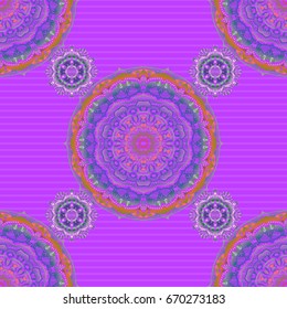 Decorative design element filigree calligraphy. Retro seamless pattern antique style acanthus. Vector illustration. Green and violet vintage baroque ornament.