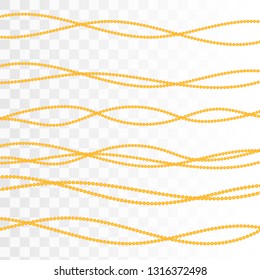Decorative design element golden bead. Gold beads on a transparent background. Vector illustration EPS10

