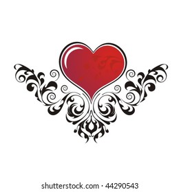 Decorative design element with heart