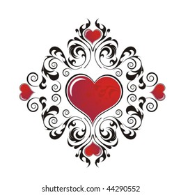 Decorative design element with heart