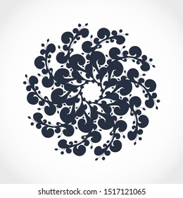 Decorative design element. Patterns with florar ornament. Circular ornamental symbol.