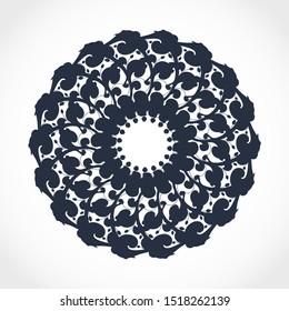 Decorative design element. Patterns with florar ornament. Circular ornamental symbol.