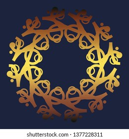 Decorative design element. Patterns with geometric ornament. Circular ornamental symbol