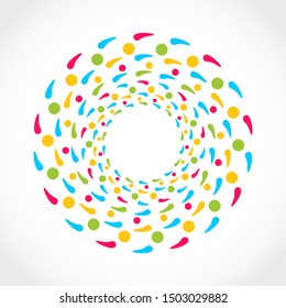 Decorative design element. Patterns with geometric ethnic ornament. Circular ornamental symbol.