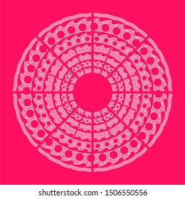 Decorative design element. Patterns with geometric ethnic ornament. Circular ornamental symbol.