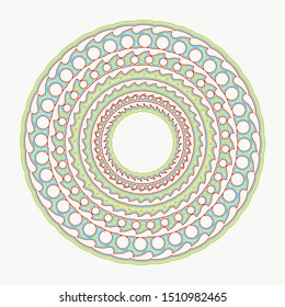 Decorative design element. Patterns with geometric ethnic ornament. Circular ornamental symbol.