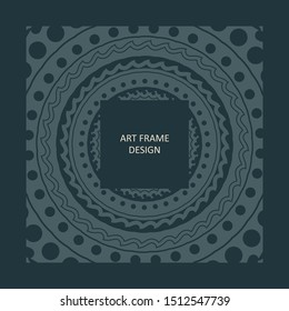 Decorative design element. Patterns with geometric ethnic ornament. Circular ornamental symbol. Square shape frame