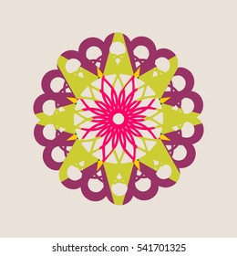 Decorative design element. Patterns with geometric ornament. Circular ornamental symbol. Islam, Arabic, Indian, ottoman motifs.