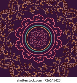 Decorative design element. Patterns with geometric ornament. Circular ornamental symbol. Islam, Arabic and Indian, ottoman motifs.