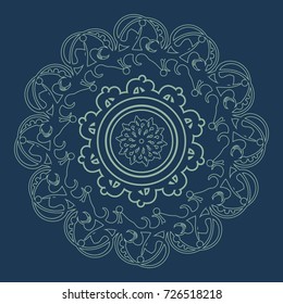 Decorative design element. Patterns with geometric ornament. Circular ornamental symbol. Islam, Arabic and Indian, ottoman motifs.