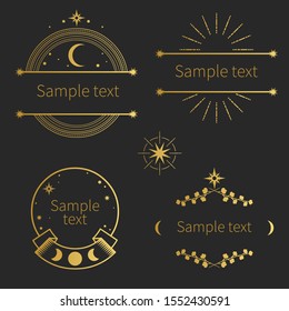 Decorative design elements in boho style. Vector collection
