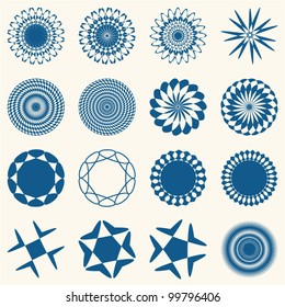 Decorative design elements. Circle ornament. Vector set.