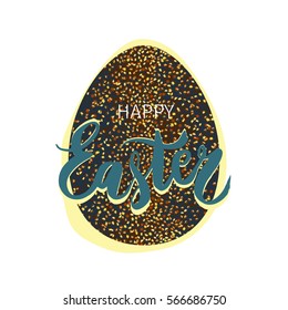 decorative design elements easter egg and hand drawn lettering, greetings card for easter