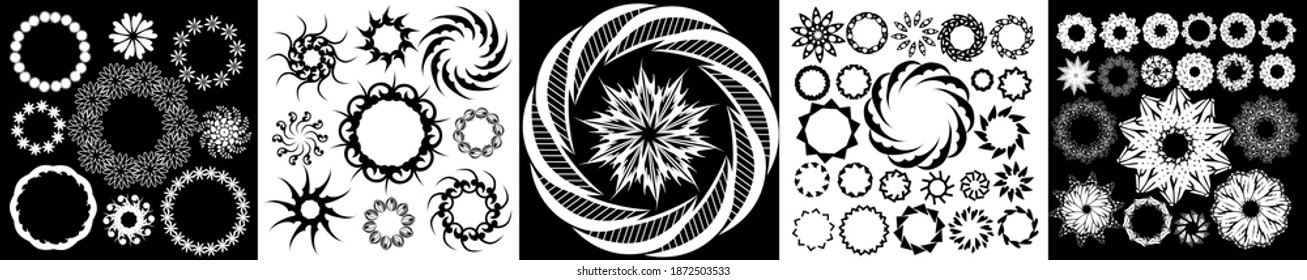 Decorative design elements. Set of abstract decorative circles. Vector illustration