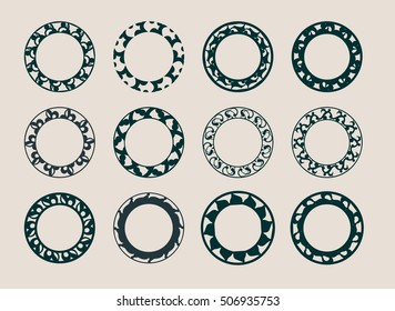 Decorative design elements set. Patterns with geometric ornaments. Vector circular arabic ornamental symbols