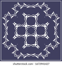 Decoración con elementos étnicos para la decoración y el diseño. kirguiso; kazajo; ornamentos uzbekos; textura simétrica. Impresión para el abrigo y la alfombra; mosaico. Ilustración vectorial.