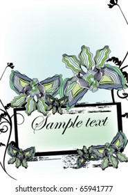 decorative design with flowers and butterfly