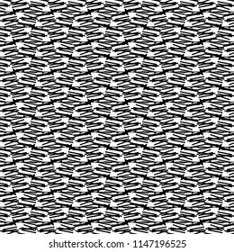 Decorative design with hatching lines. Kind of weave in a graphic version. Drawing in black and white. Vector illustration.