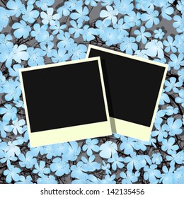 Decorative design with old photo frames and flowers