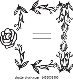 Decorative design for pattern rose flower frame. Vector