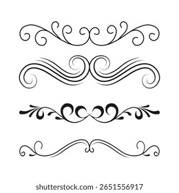 Decorative design set featuring elegant swirls