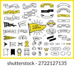 Decorative design set featuring ribbons and flags. Includes arrows and speech bubbles.