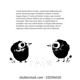 Decorative design with stylized birds. Vector illustration with place for text.