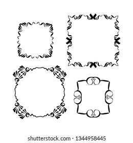 Decorative designer hand-drawn frames set. vector illustration on white background