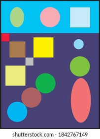 Decorative designs ensuring simple geometric patterns with soft colors, can be made for wallpaper designs, business cards, book covers, or other decorative elements