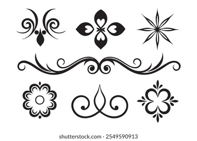 
Decorative designs featuring diverse patterns and artistic elements flat vector illustration