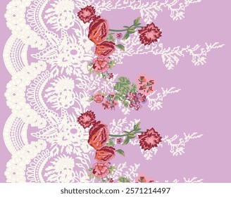 Decorative designs with floral arrangements and geometric borders for stylish prints.