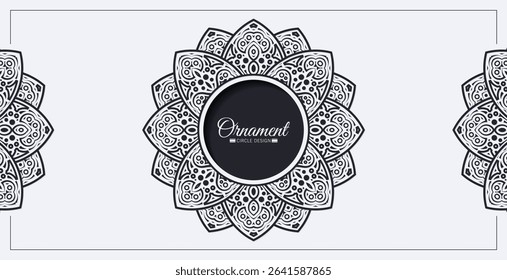 Decorative Detailed Floral Mandala Ornament with Circle Frame Illustration Design