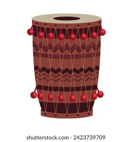 decorative dholak drum precaution vector illustration isolated