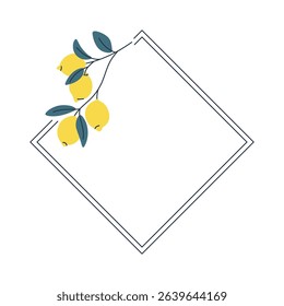Decorative diamond-shaped frame with lemons, perfect for summer designs
