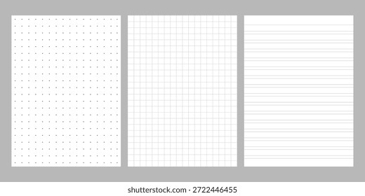 Modelo de folha de diário decorativo. Estilo antigo para página de diário ou bloco de anotações. Plano de fundo imprimível contínuo. Ilustração vetorial.