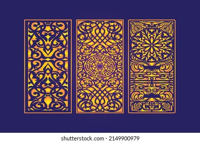 Decorative Die Cut Floral islamic Seamless Abstract Pattern Laser Cut Panels Gold Template
