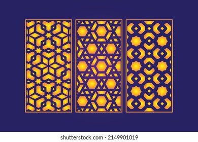 Decorative Die Cut Floral islamic Seamless Abstract Pattern Laser Cut Panels Gold Template