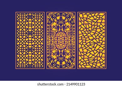 Decorative Die Cut Floral islamic Seamless Abstract Pattern Laser Cut Panels Gold Template