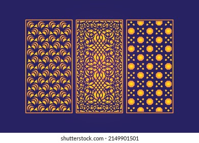 Decorative Die Cut Floral islamic Seamless Abstract Pattern Laser Cut Panels Gold Template