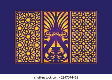 Decorative Die Cut Seamless Abstract Pattern  Islamic Laser Cut Wall Panels