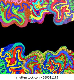 decorative different colour  wave background. abstract postcard on the black