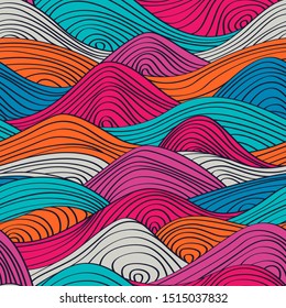 Decorative digital background with wavy lines, bright colorful vector of liduid geometry