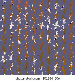 Decorative, distressed, colorful pattern in shades of blue and ocher. Abstract mottled background. Vector design.