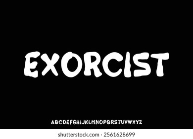 Decorative distressed exorcist alphabet display font vector illustration