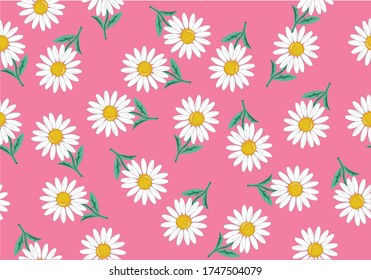 decorative ditsy flower design hand drawn  spring daisy vector fabric towel pattern summer print stationery,linens pack,packet seamless paper spring apparel    clothe home interior packing phone case