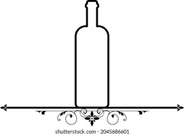 decorative divider with alcohol element, simple wine bottle 